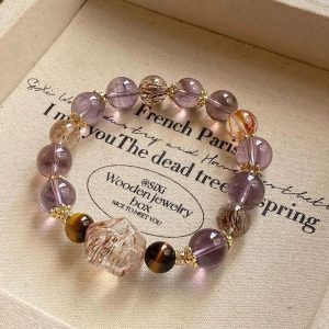 Natural Purple Tower Black Gold Tiger's Eye Bracelet 9-10mm
